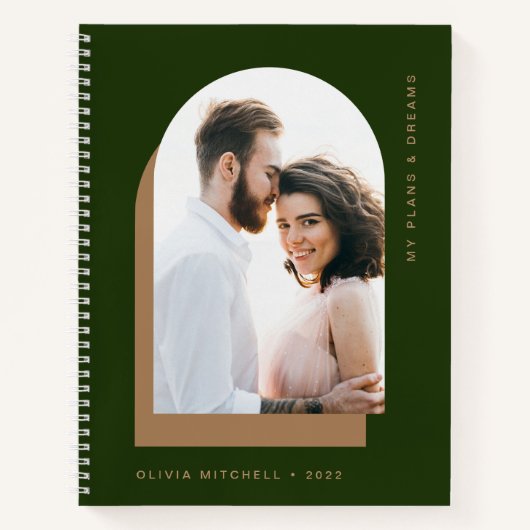 Einfache Arche | Modern Forest Green mit Foto Notizblock (Vorderseite)