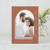 Einfache Arche | Modern Two Foto Terracotta Save The Date (Stehend Vorderseite)