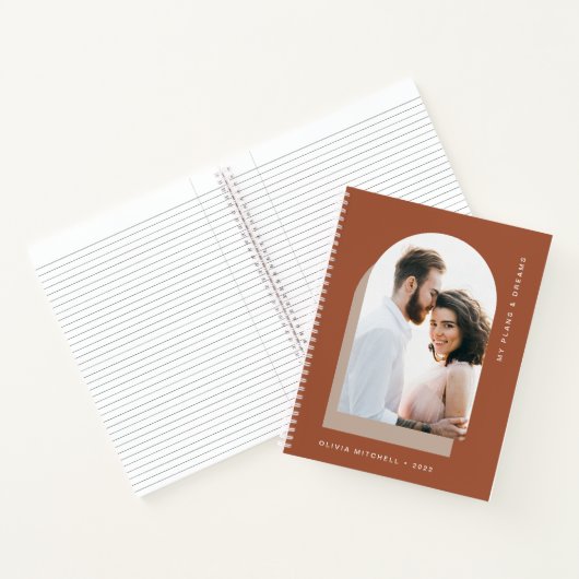 Einfache Arche | Moderne Terracotta mit Foto Notizblock (Innenseite)