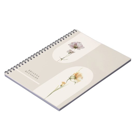 Einfache Arches Boho Wildblumen auf neutraler Beig Notizblock (Linke Seite)