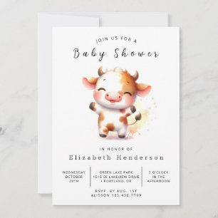 Einfache Armlehne Kuh Baby Dusche Einladung