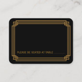 Einfache Art Deco Black Wedding Platzkarten (Rückseite)