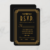 Einfache Art Deco Black Wedding Response Cards RSVP Karte (Vorne/Hinten)