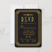 Einfache Art Deco Black Wedding Response Cards RSVP Karte (Vorderseite)