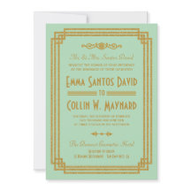 Einfache Art Deco Mint Wedding Einladungen