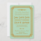 Einfache Art Deco Mint Wedding Einladungen (Vorderseite)