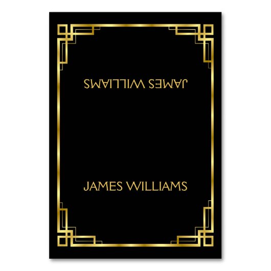 Einfache Art Déco Platzkarte Tischnummer (Vorderseite)