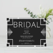 Einfache Art Deco Rahmen Schwarz/Weiß Brautparty Einladung (Stehend Vorderseite)