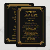 Einfache Art Deco schwarze Hochzeitsprogramme Programm (Vorne/Hinten)