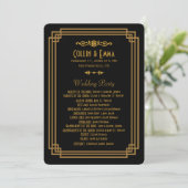 Einfache Art Deco schwarze Hochzeitsprogramme Programm (Stehend Vorderseite)