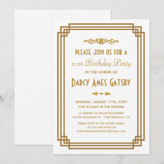 Einfache Art Deco Weiße Geburtstagsparty lädt ein Einladung