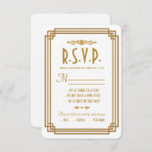 Einfache Art Deco White Wedding RSVP Response Card (Vorne/Hinten)