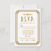 Einfache Art Deco White Wedding RSVP Response Card (Vorderseite)