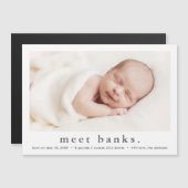 Einfache Art Modernes Baby Foto Geburt Magneteinladung (Vorne/Hinten)