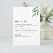 Einfache Art und Blätter Grün und Weiß Hochzeit Begleitkarte (Stehend Vorderseite)