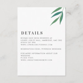 Einfache Art und Blätter Grün und Weiß Hochzeit Begleitkarte