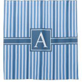 Einfache Asst-Größen Monogramm Blau und Weiß Strei Duschvorhang (Vorderseite)