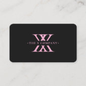 Einfache Ästhetik Schwarz Rosa Monogramm X Visitenkarte (Vorderseite)