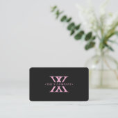 Einfache Ästhetik Schwarz Rosa Monogramm X Visitenkarte (Stehend Vorderseite)