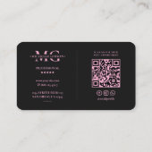 Einfache Ästhetik Schwarz Rosa Monogramm X Visitenkarte (Rückseite)