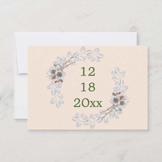 Einfache ästhetische Winterhochzeit Save The Date (Rückseite)