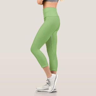 Einfache attraktive Pistazien-Volltonfarbe Capri Leggings