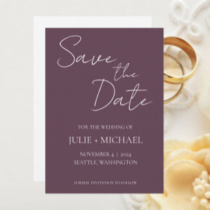 Einfache Auberginen-Hochzeit Save The Date