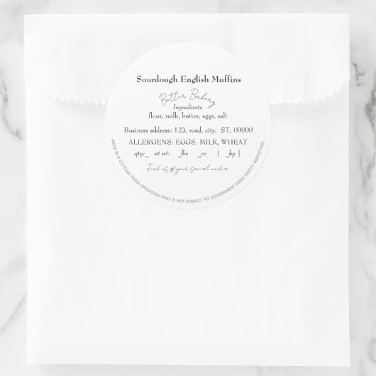 Einfache Aufkleber für das Lebensmittelrecht der H (Tasche)