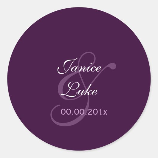 Einfache Aufkleber/lila/Pflaume Runder Aufkleber (Vorderseite)