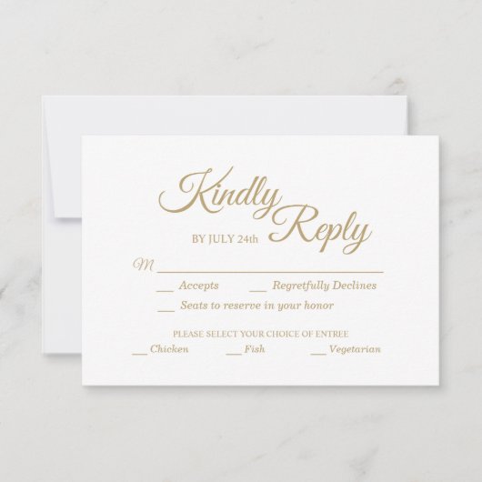 Einfache Auswahl an Goldkalligraphien RSVP Karte (Vorderseite)