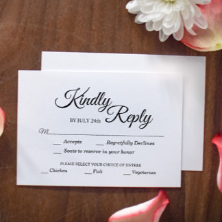 Einfache Auswahl an kalligraphischen Gerichten in RSVP Karte