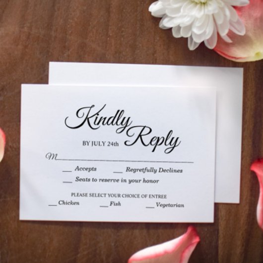 Einfache Auswahl an kalligraphischen Gerichten in RSVP Karte