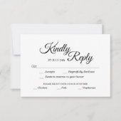 Einfache Auswahl an kalligraphischen Gerichten in RSVP Karte (Vorderseite)