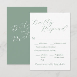 Einfache Auswahl an Minimalistischen Speisen RSVP Karte