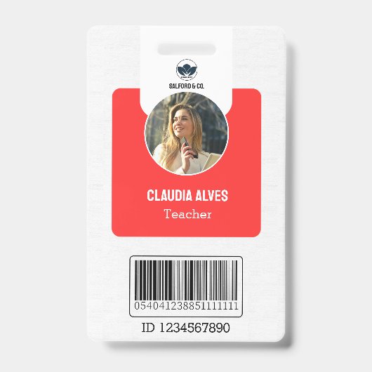 Einfache Ausweiskarte für Lehrer | Red Collage Sch Ausweis (Vorderseite)