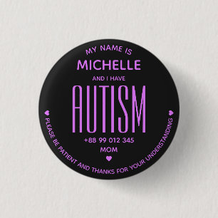 Einfache Autismus-Bewusstseinsbildung Schwarz Lila Button