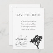 Einfache B&W Joshua-Hochzeit speichern Sie das Dat Ankündigungspostkarte (Vorne/Hinten)