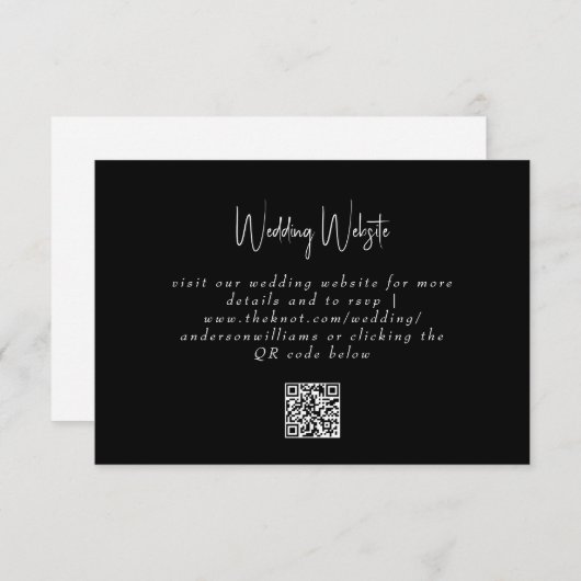 Einfache B/W QR Code Website RSVP Card (Vorne/Hinten)
