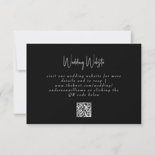 Einfache B/W QR Code Website RSVP Card Karte (Vorderseite)