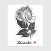 Einfache B&W Rose Sketch Vinyl Cut-Out Sticker Dec (Blatt)