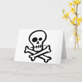 Einfache B&W Skull & Crossbones Karte (Gelbe Blume)