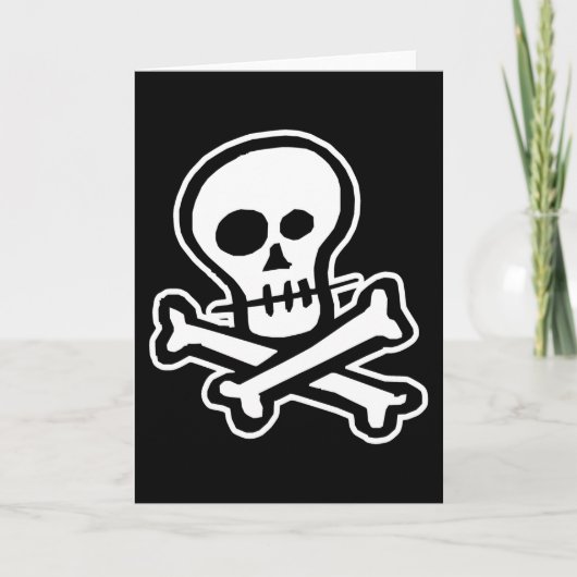 Einfache B&W Skull & Crossbones Karte (Vorderseite)