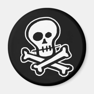 Einfache B&W Skull & Crossbones Magnet