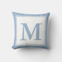 Einfache Baby Blau und Weiß Mit Monogramm Kissen