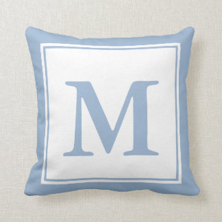 Einfache Baby Blau und Weiß Mit Monogramm Kissen