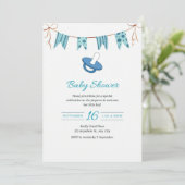 Einfache Baby Blue Dusche Einladung mit Dummy (Stehend Vorderseite)
