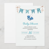 Einfache Baby Blue Dusche Einladung mit Dummy (Vorne/Hinten)