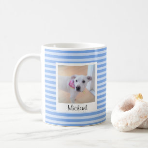 Einfache Baby Blue Striping Name und Foto hinzufüg Kaffeetasse