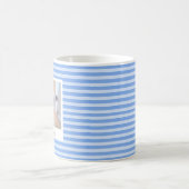 Einfache Baby Blue Striping Name und Foto hinzufüg Kaffeetasse (Mittel)