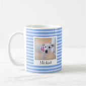 Einfache Baby Blue Striping Name und Foto hinzufüg Kaffeetasse (Links)